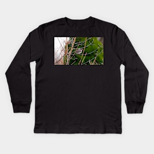 Dark-eyed Junco Perched On A Small Branch Kids Long Sleeve T-Shirt